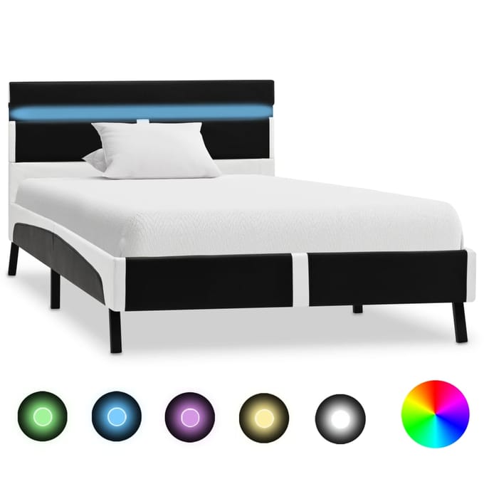 vidaXL - Bedframe - met - LED - kunstleer - zwart - 90x200 - cm