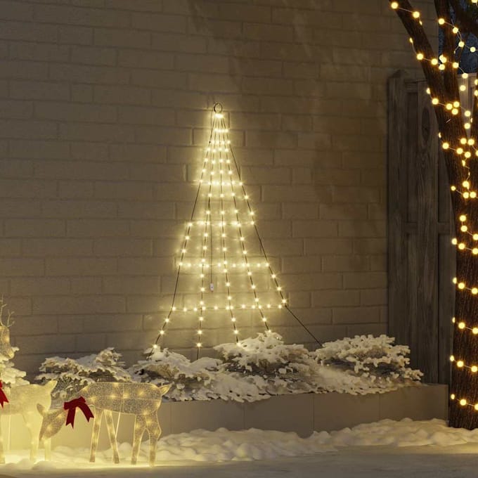 vidaXL - LED - Kerstboom - met - Grondspikes - Warmwit - 182 - cm - Metaal