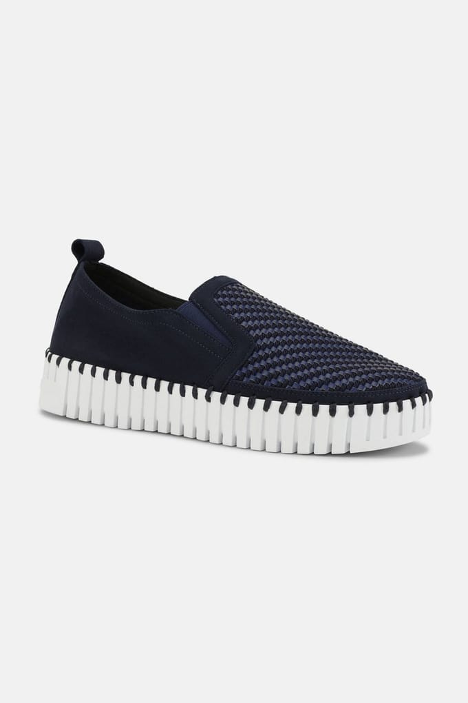 Instappers Platform TULIP3876 beige zool - 660100 Dark Indigo White