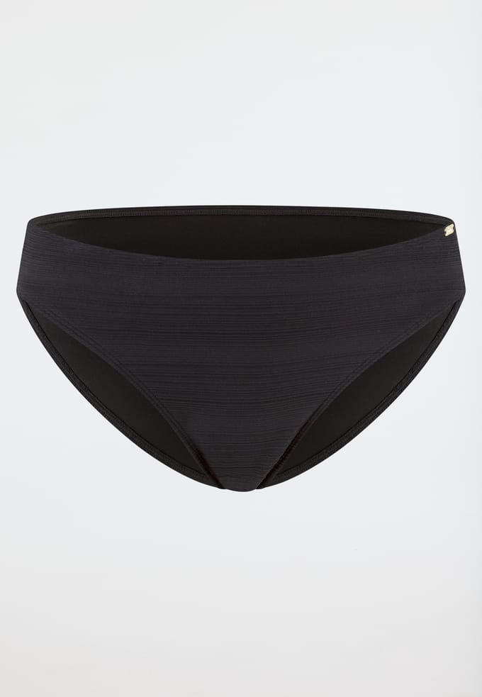 Bikinislip met strepen, zwart - aquablauw 36