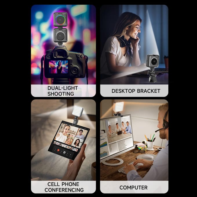 Mini LED Invullicht LED Videolicht 2500K-9000K Dimbare Videoconferentieverlichting voor Computer Tablet zwart