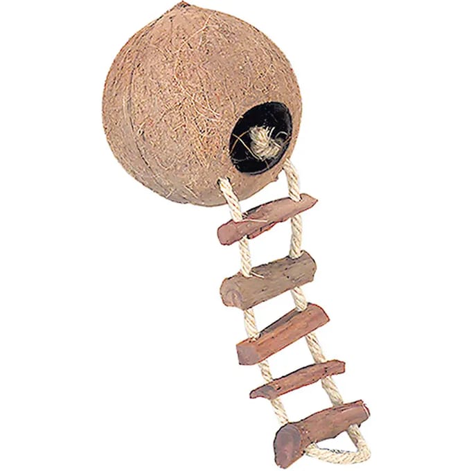 Knaagdierspeelgoed - Duvoplus - Coconut globehouse met ladder - 130MM
