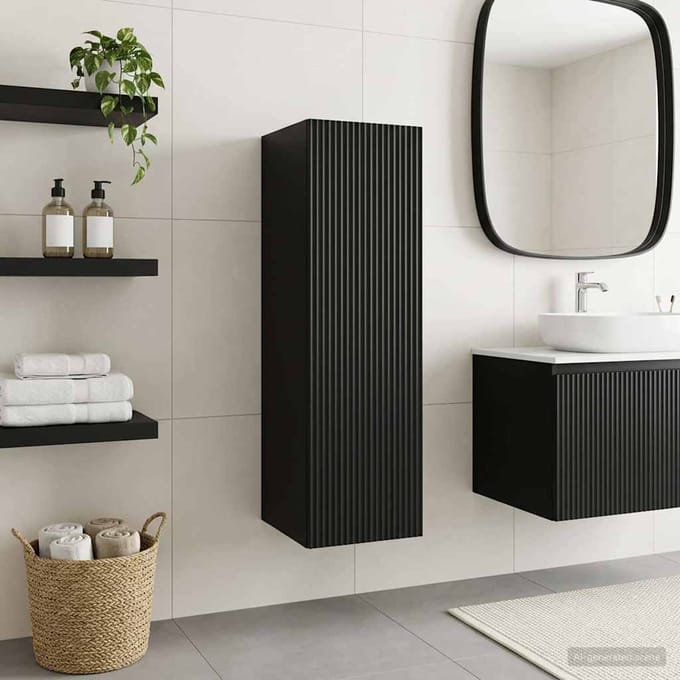 vidaXL - Wandgemonteerde - Badkamerkast - Zwart - 33 - x - 34,5 - x - 100 - cm
