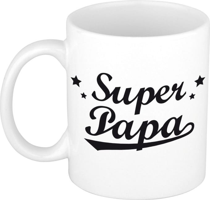 Bellatio Decorations Super papa mok - 300 ml - keramiek - magnetronbestendig - vaatwasmachinebestendig - beker
