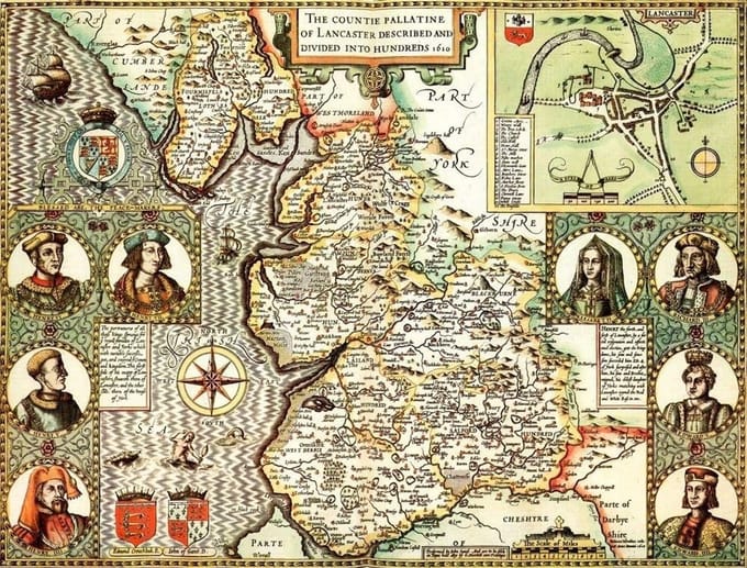 Historische Kaart Puzzel 1000 Stukken - Lancashire Plattegrond Legpuzzel