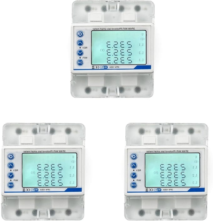 Slimme Energiemeter - Stroommeter WiFi - Energie Verbruik - Overspanningsbeveiliging - 3 Stuks - Wit
