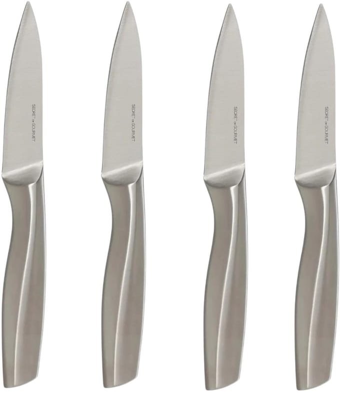 5Five Precision - Fruit en groente mes/Snijmes - 4x stuks - RVS - silver - 20 cm - keuken messen - luxe kwaliteit