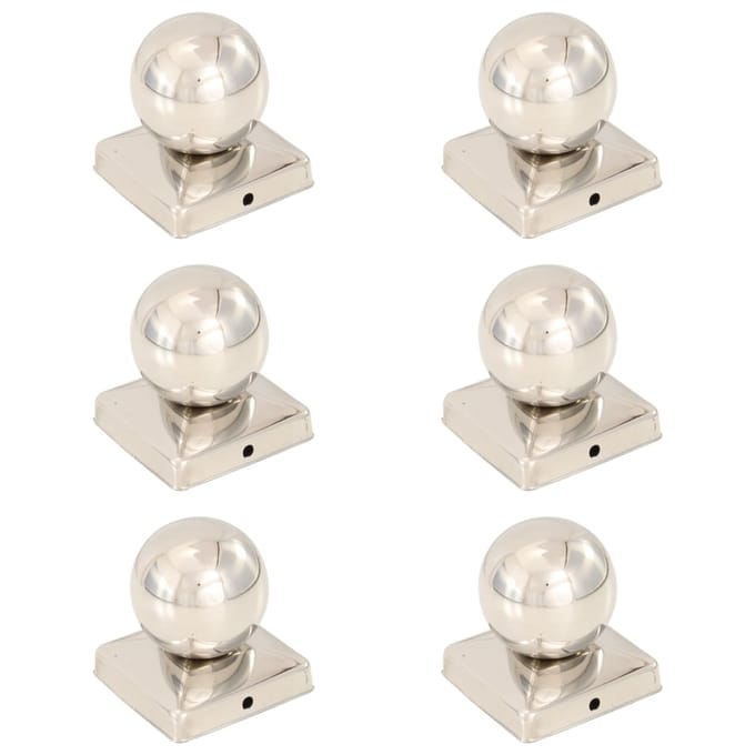 Bouchons de poteau 6 pièces. Forme sphérique Acier inoxydable 101 x 101 mm