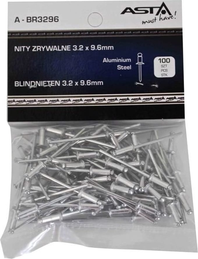 Popnagel set - 100 delig - Popnagels 3.2x9.6mm - Aluminium - ASTA