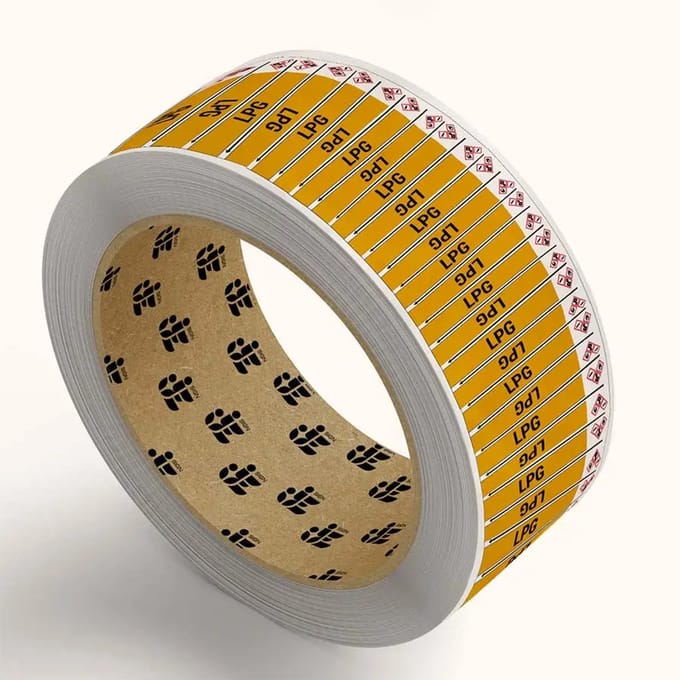 LPG leidingmarkering stickers - op rol | 25 cm breed