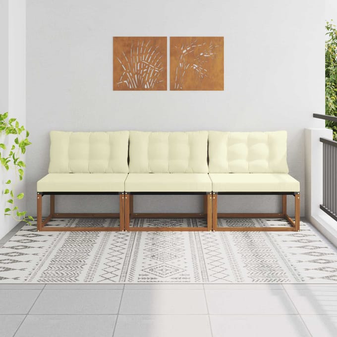 vidaXL - 3 - st - Buiten - Midden - Sofa - Massief - Acacia - Hout - Naturel