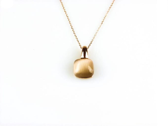 model Caprice ketting in zilver roze verguld met hanger bruine steen