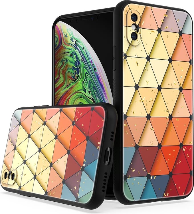 Silicone Hoesje Print - Backcover - Geschikt voor Apple iPhone XR - Marmer Triangle