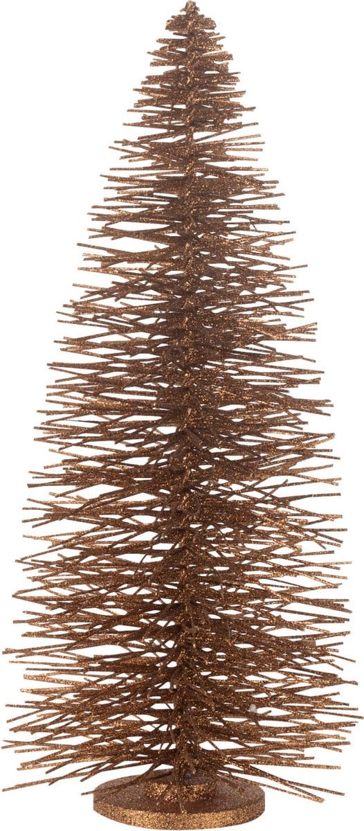 J-Line decoratie Kerstboom Glitter - hout - bruin - large