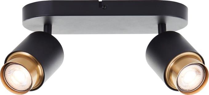 Brilliant Covelo - Plafondspot - GU10 2x5W - 3000K - Zwart Goud