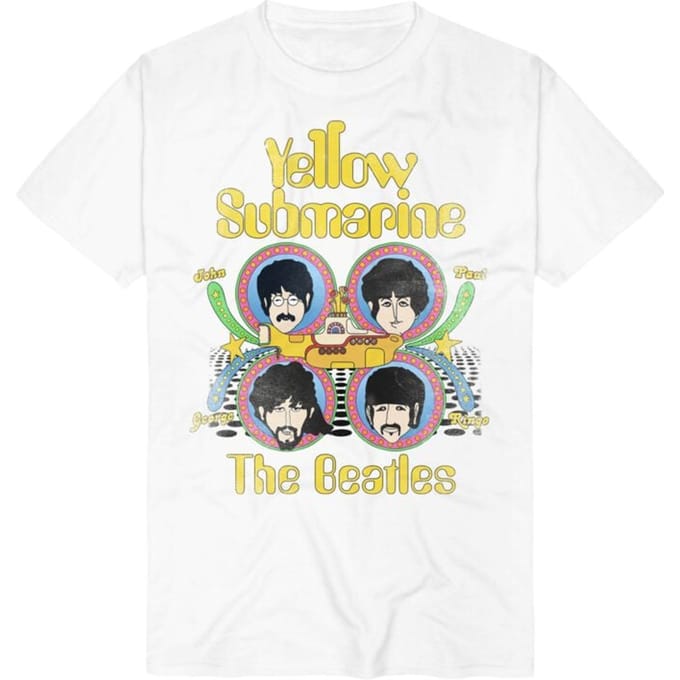 Beatles Yellow Submarine Heads Heren T-shirt - wit - XL