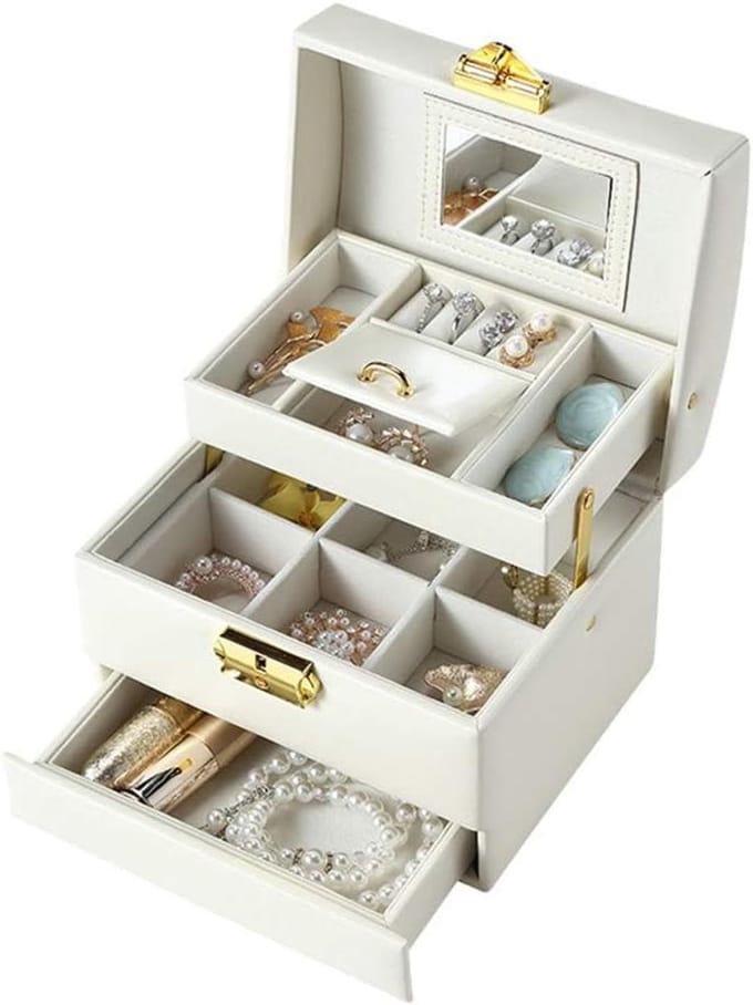 Sieradendoos - Opberger Organizer - Dagelijks Gebruik - Meerdere Lades - 17 x 13.5 x 13.5cm - Wit