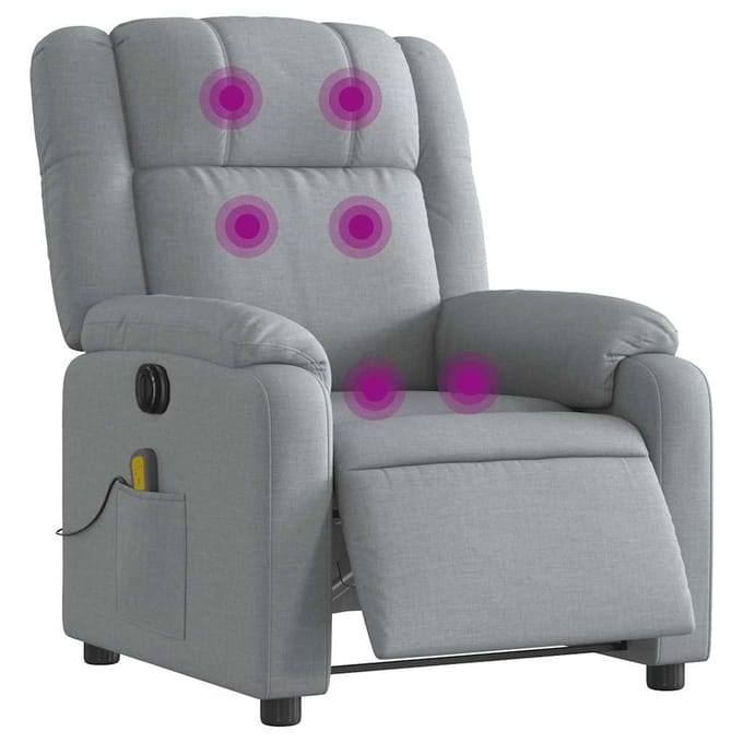 vidaXL - Massagestoel - elektrisch - verstelbaar - stof - lichtgrijs