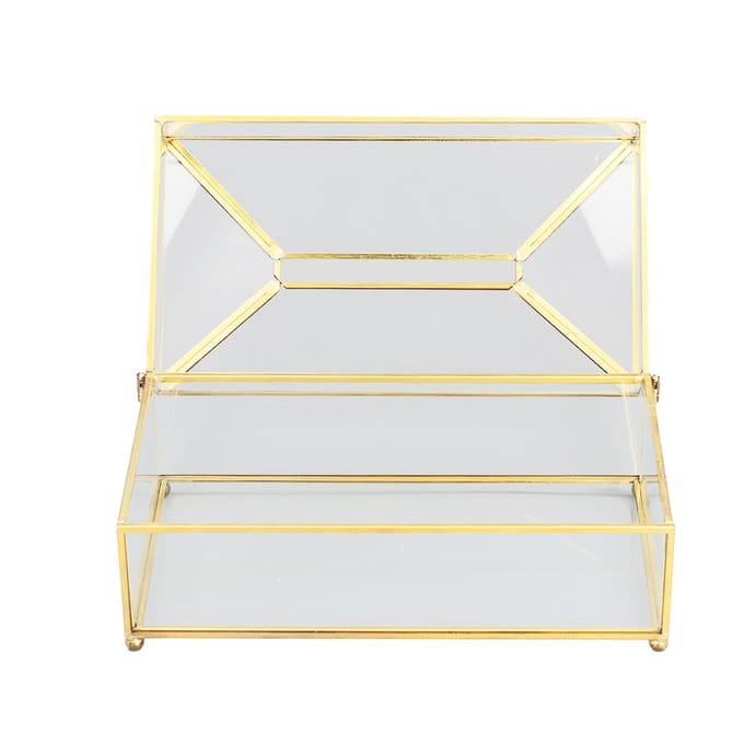 Boîte de Rangement Décorative en Verre pour Serviettes de Table Boîte à Mouchoirs en Verre Transparent Exquise et Tendance pour la Maison beige