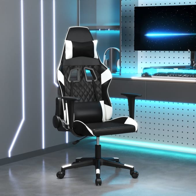 vidaXL - Gamestoel - kunstleer - zwart - en - wit