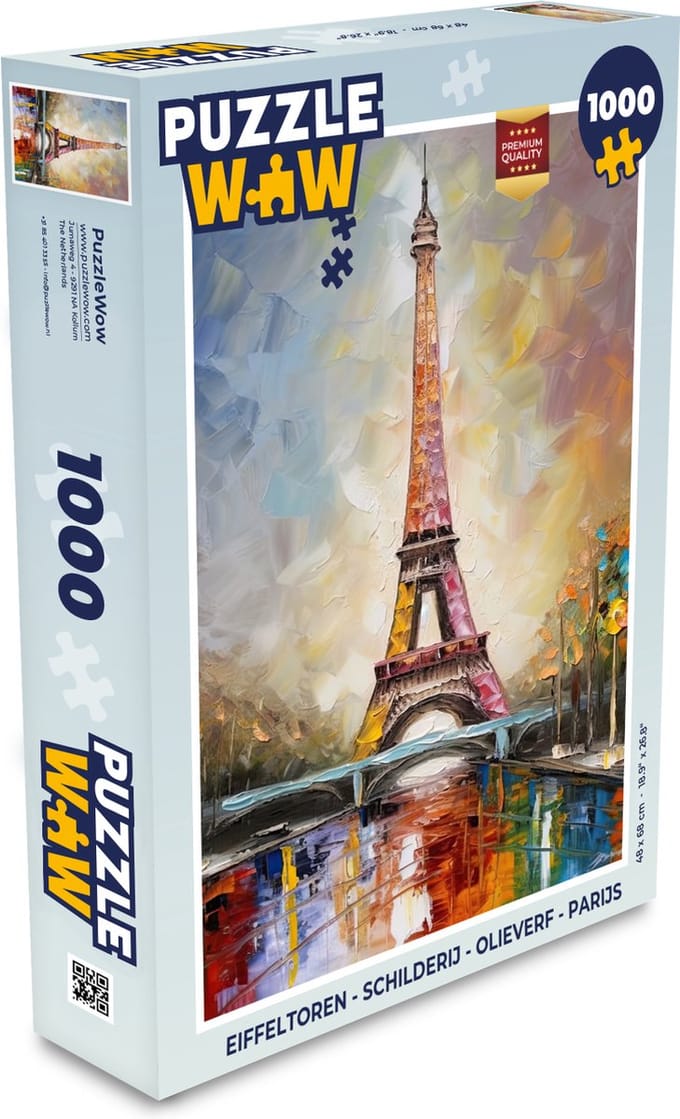 Puzzel Eiffeltoren - Schilderij - Olieverf - Parijs - Legpuzzel - Puzzel 1000 stukjes volwassenen