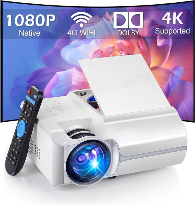 Draagbare 1080P Projector met WiFi en Bluetooth - Ingebouwde DVD Speler voor Thuis en Buiten