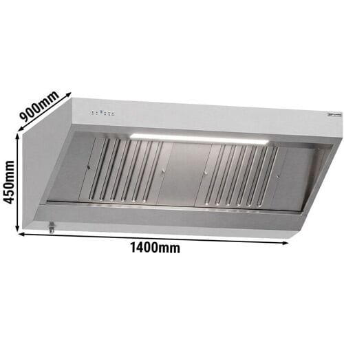 GGM Gastro Wandhaube mit Motor - 1400mm - mit Regler, Filter & Lampe
