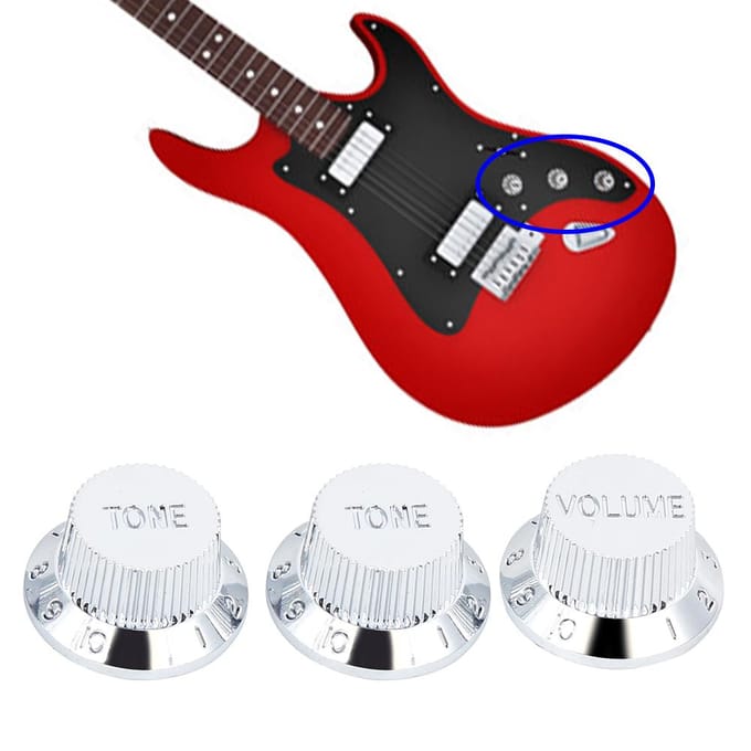 3 Stuks Gitaar Potentiometer Knop Dop Volume Toon Knoppen Zilver voor Elektrische Gitaars white