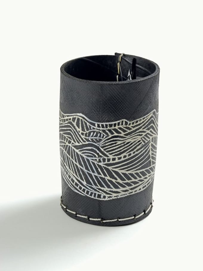 Tade Pot a Couvert avec Dessins 'Montagne' - Bestekpot