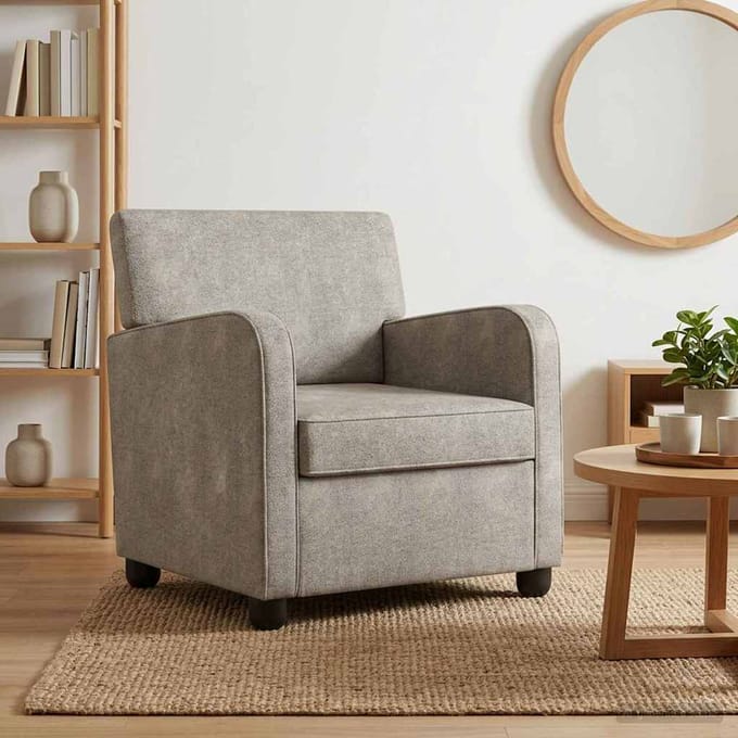 vidaXL - Fauteuil - Lichtgrijs - Kunst - Suède - Leer