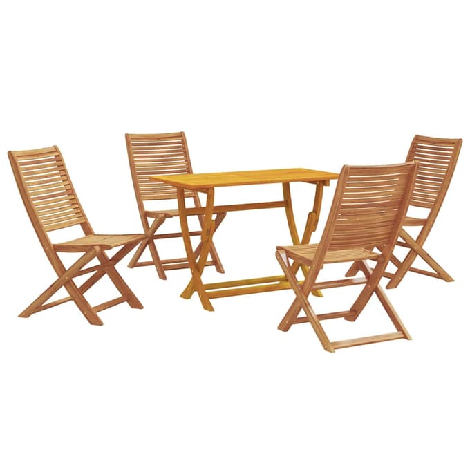 vidaXL - Tuin - Eettafel - Set - 5 - st - Bruin - Massief - Acacia - Hout