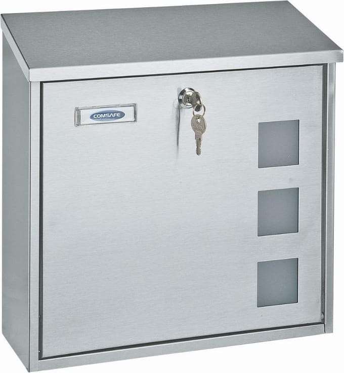 Rottner Brievenbus Muro RVS - 36x36x10 cm - Inworp: 34,5x3,5 cm