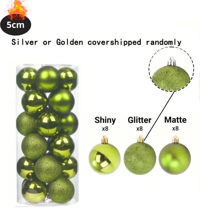 Nivard Kerstballen - Kerstversiering - Plastic - Appelgroen - 5 cm - 24 stuks
