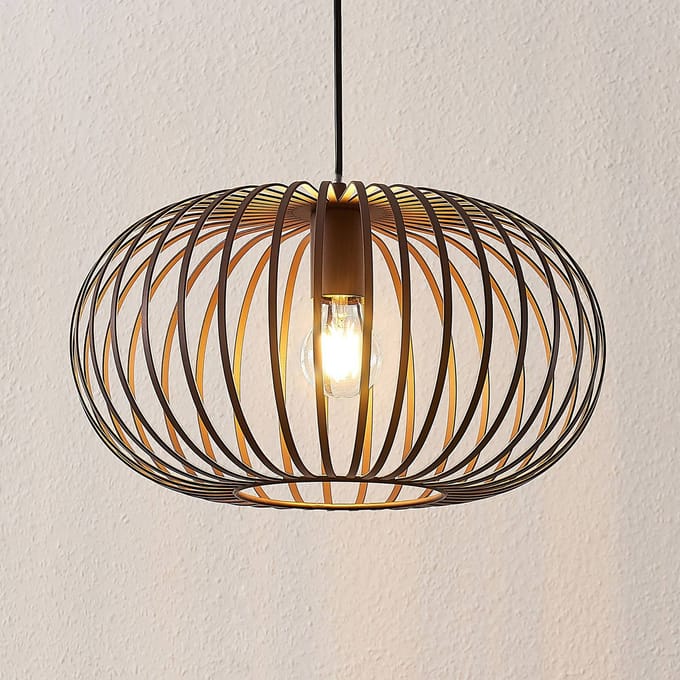 Lindby - hanglamp - 1licht - IJzer - H: 21 cm - E27 - koffiebruin