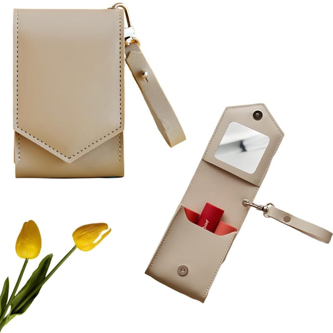 Dailygoods- Make-uptas Klein - PU-leer - Met Spiegel - Handvat - Waterdicht - Compact Design - Toilettas