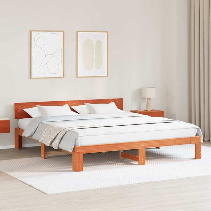 vidaXL - Bedframe - Wasbruin - 200 - x - 200 - cm - Massief - grenenhout
