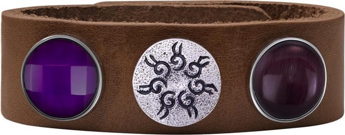 Quiges - Leren Armband Bruin met 3 Drukknopen Set 19,5 - 21,5 cm Verstelbaar - EBCMS145