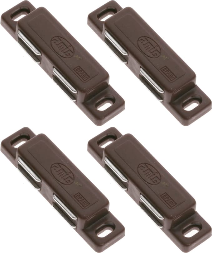 AMIG magneetsnapper/deurmagneet - 4 stuks - bruin - 7.6 x 1.8 x 1.4 cm - 6 kg