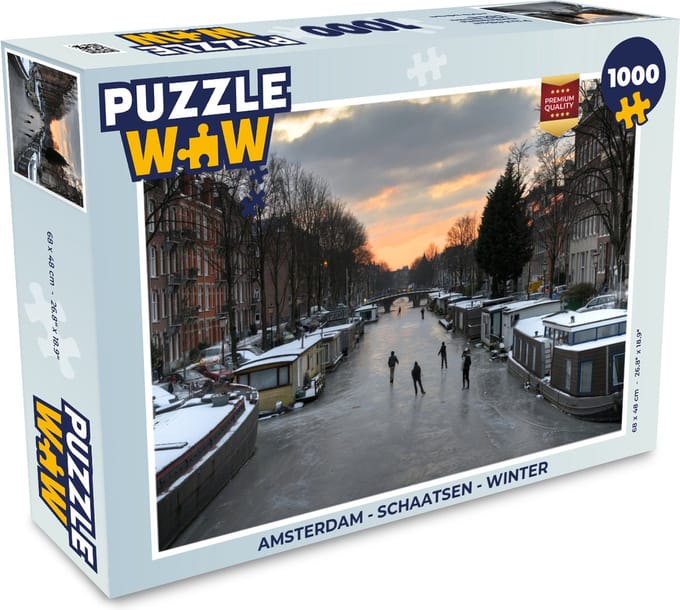 Puzzel Amsterdam - Schaatsen - Winter - Legpuzzel - Puzzel 1000 stukjes volwassenen