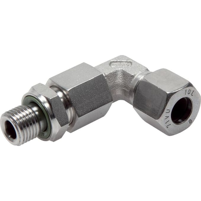 42L & G1-1/2'' RVS L-Vorm Snijringkoppeling Buitendraad 160bar Verstelbaar ISO 8434-1