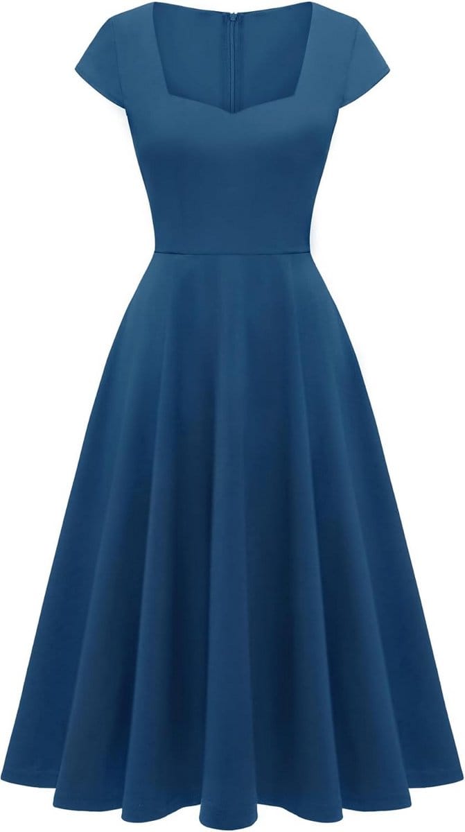 Elegante Midi Cocktailjurk met Hartvormige Uitsnede voor Dames