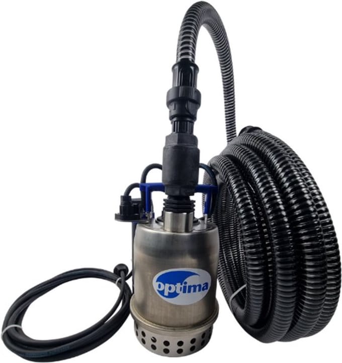 Ebara Optima MS – Deltaline Dompelpomp RVS – 250W – 9.000 l/u – met buisvlotter – 7m slang + messing terugslagklep