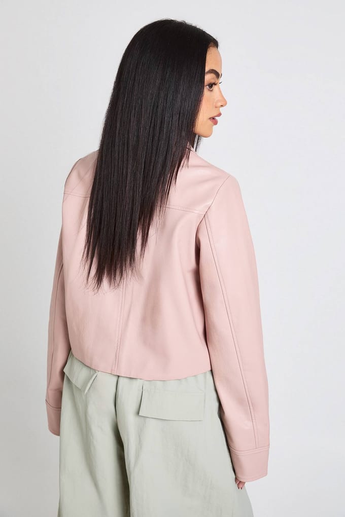 boohoo Dames Kunstleren Ritsjack | Pink | Maat: 8