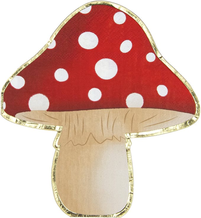 PARTYPRO - 16 rood-witte paddestoel papieren servetten 29 x 32 cm