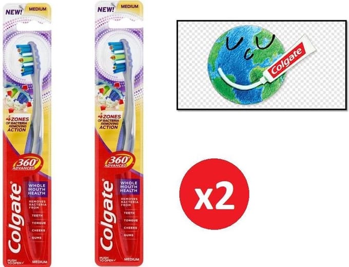 Colgate Tandenborstel 360° Advanced Medium - 2 Stuks