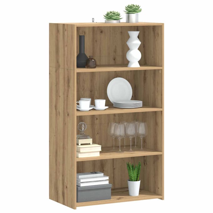 vidaXL - Highboard - Artisanaal - eiken - 70 - x - 41 - x - 124 - cm - Bewerkt - hout