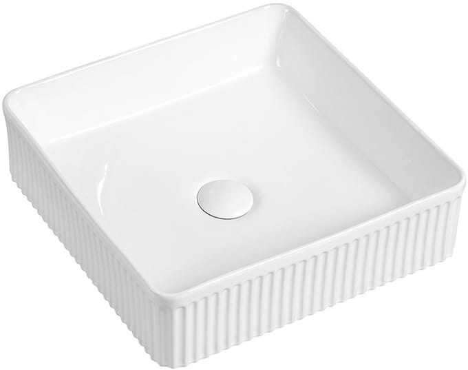 Mexen Grovo opbouw wastafel geribbeld 41 x 41 cm, wit - 22304100