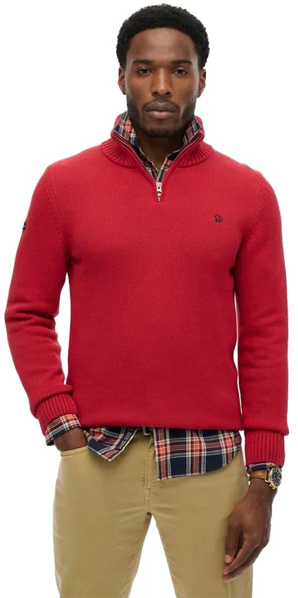 Superdry - Katoenen Trui Met Halve Rits - Heren - Sweaters