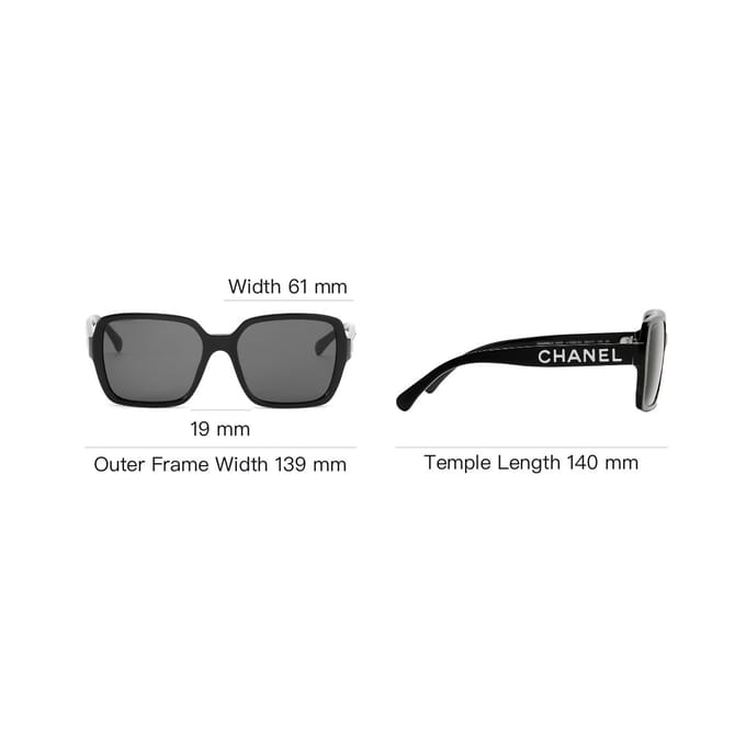 Lunettes de soleil carrées logo Chanel Lunettes de soleil unisexes Noir CH5408-1026S4 Basic Packaging-Eyeglass Case+Box black