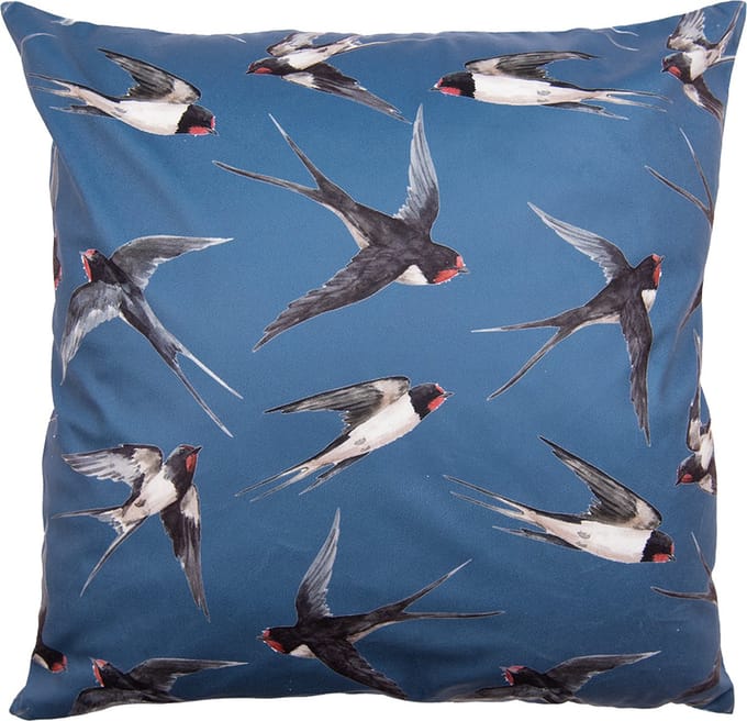 Clayre & Eef Kussenhoes 45x45 cm Blauw Wit Polyester Vogels